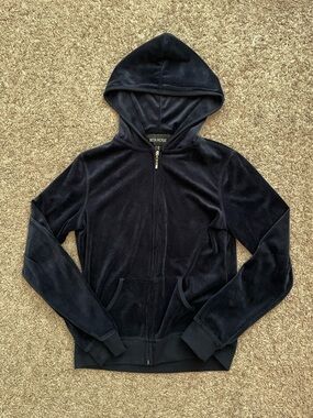 Beta House Women's Black Velour Zip Hoodie